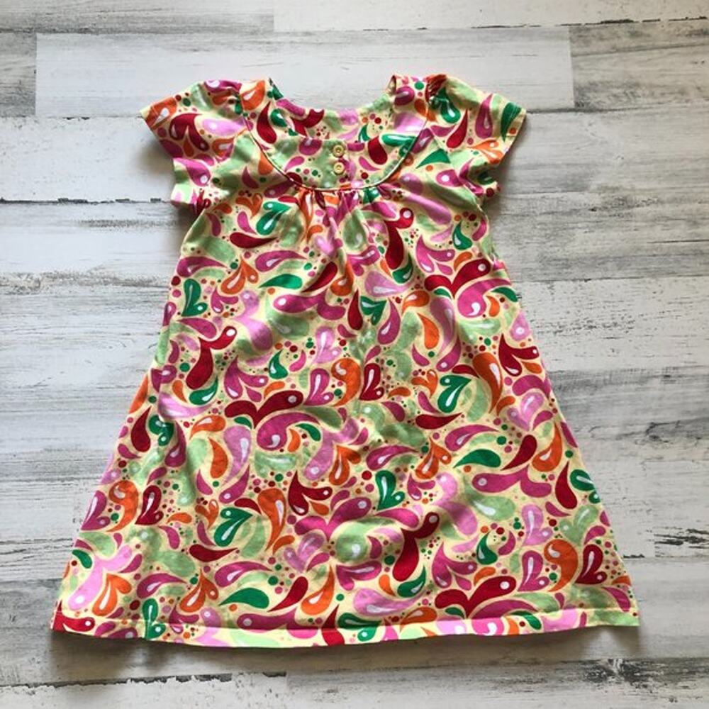 Hanna Andersson Bright Yellow Colorful Dress sz 120 6X-7